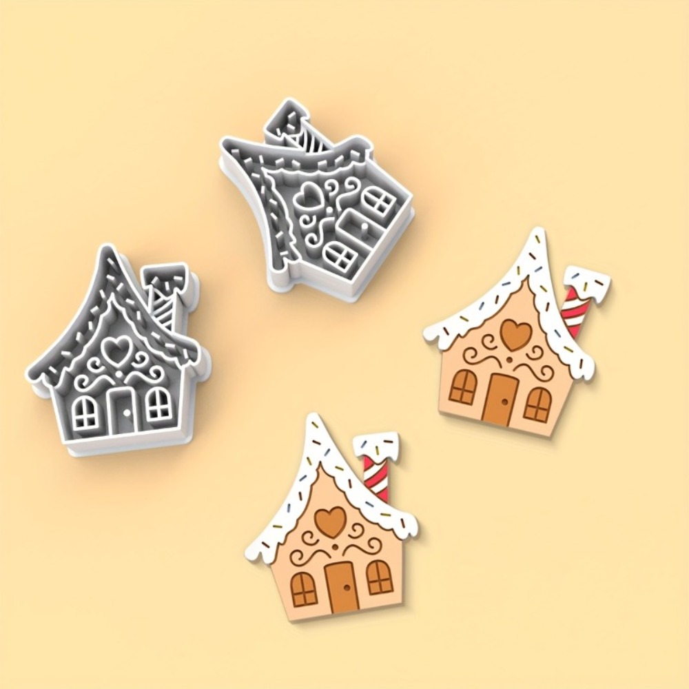Home Fragrance Gingerbread - 1個入り クリスマスジンジャーブレッドハウス型抜き型 ボヘミアンスノーハウスデザイン ベーキングモールド お祝いのお菓子 感謝祭
