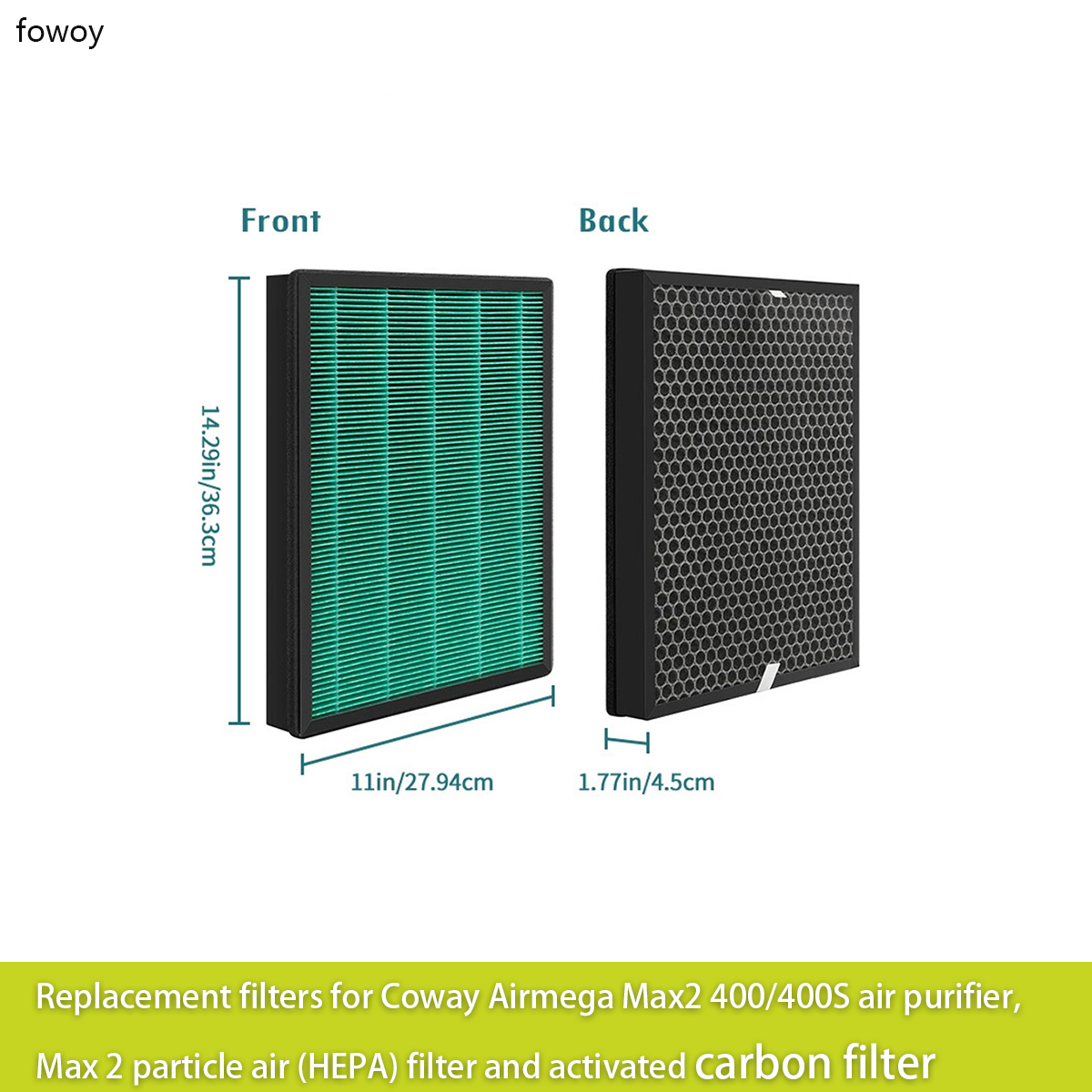 Coway Air Purifier Airmega 400 - Coway Airmega Max2 400/400S空気清浄機用交換フィルター、Max 2粒子空気（HEPA）フィルターおよび活性炭フィルター