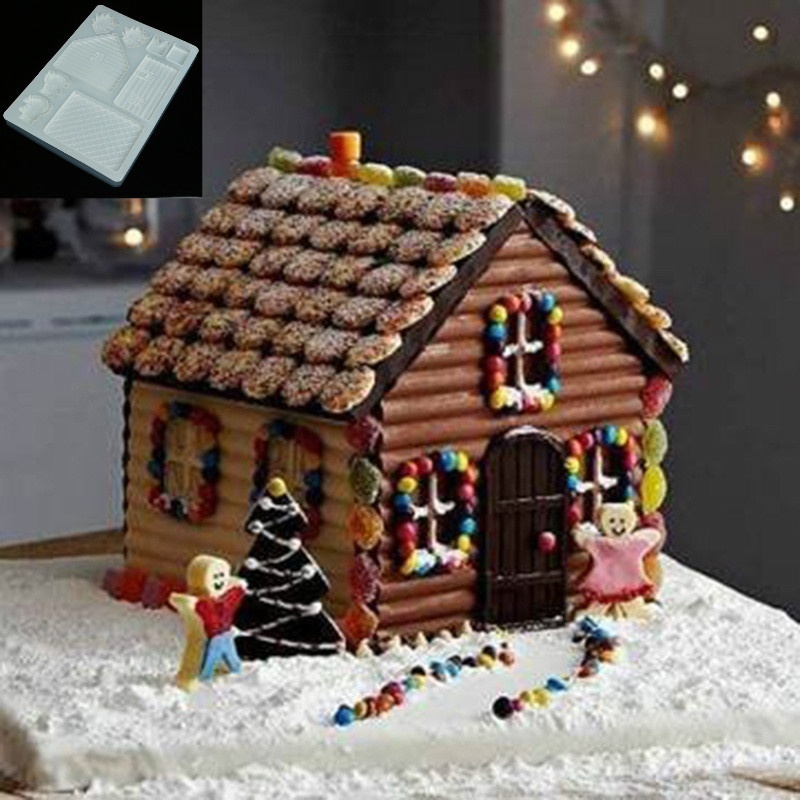 Home Fragrance Gingerbread - 3D 家のドア DIY シリコーンジンジャーブレッドフォンダンモールドケーキデコレーションチョコレートクリスマスベーキングモールド