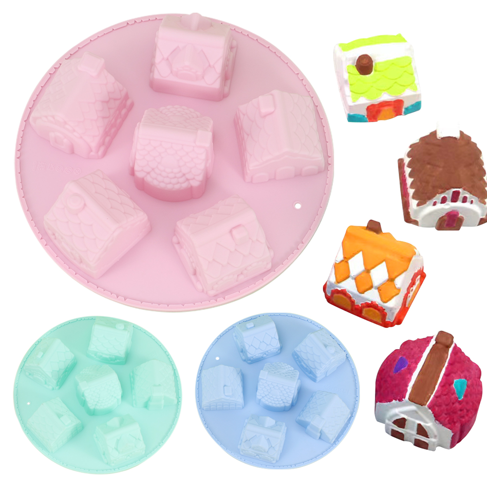 ジンジャーブレッドハウスシリコンケーキモールド、6キャビティ - Home Fragrance Gingerbread のレビューと価格